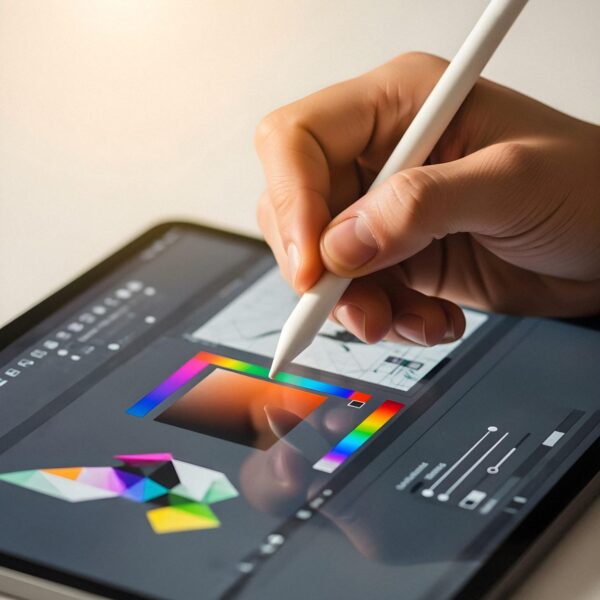 team of itsyourdigital is designing a graphic on a ipad through pen