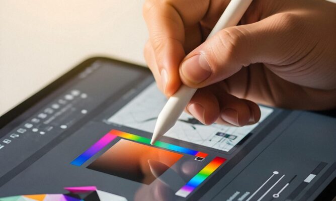 team of itsyourdigital is designing a graphic on a ipad through pen