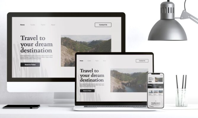 desktop laptop and phone showing website interface developed by itsyourdigital