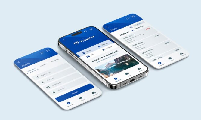 Image showing mobile phone on which application's interface is showing