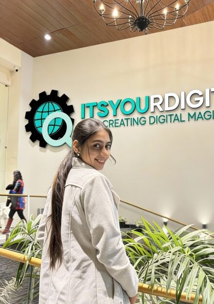 Outside the office kanika_standing_outside_of_Itsyourdigital_Office